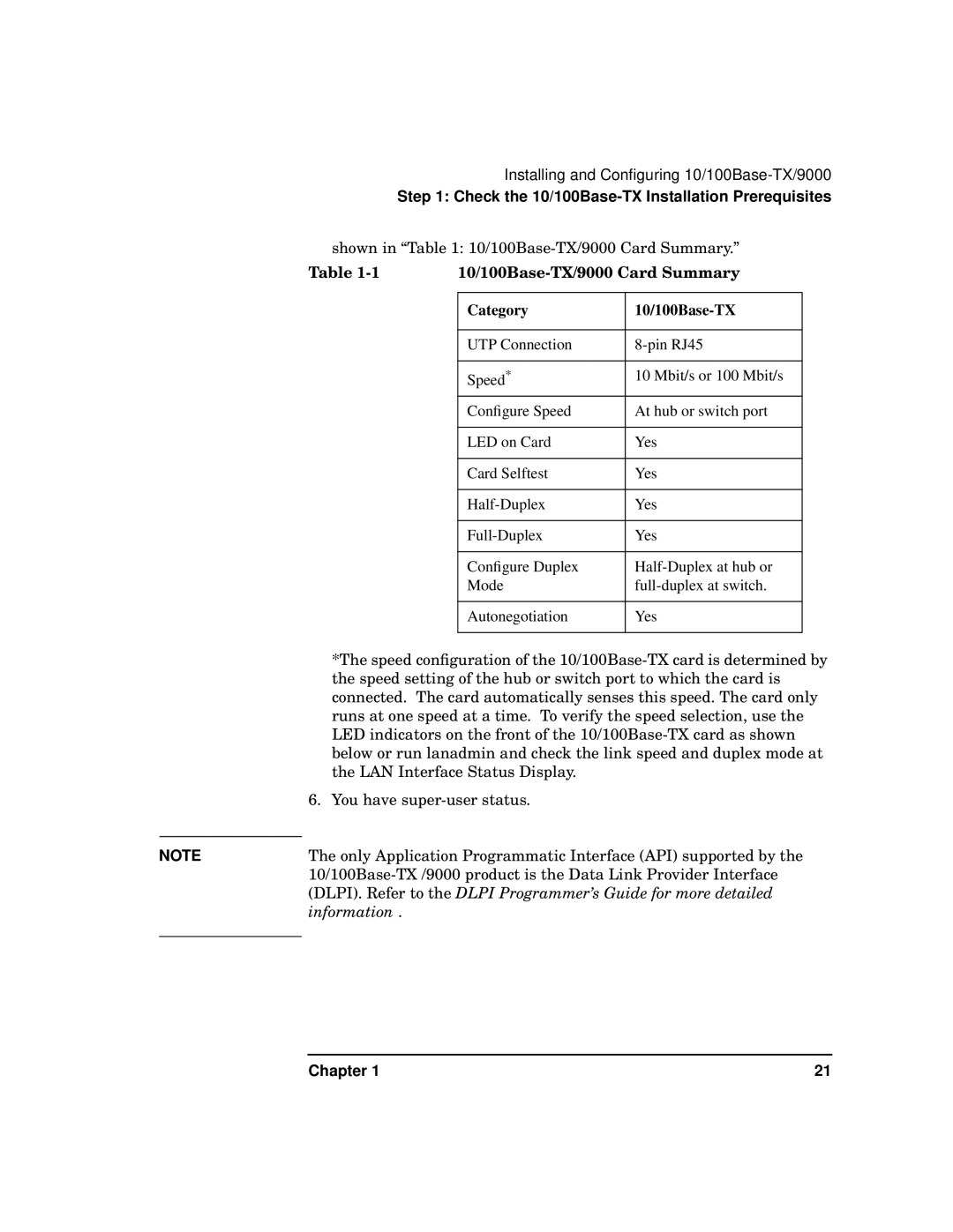 HP PB 10 manual 10/100Base-TX/9000 Card Summary, Category 10/100Base-TX 