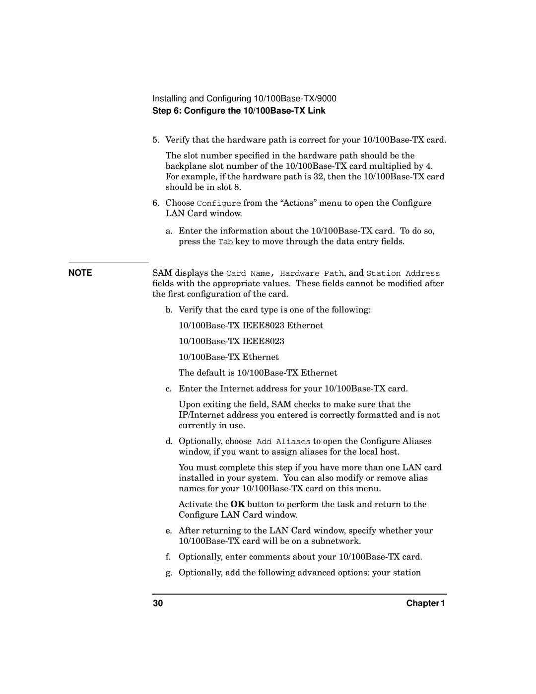 HP PB 10 manual ﬁrst conﬁguration of the card 