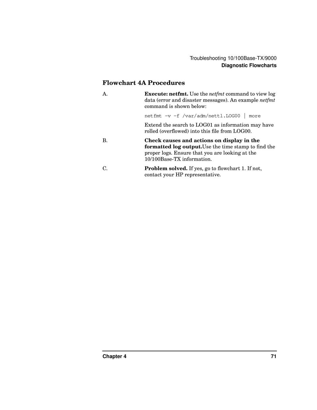 HP PB 10 manual Flowchart 4A Procedures 