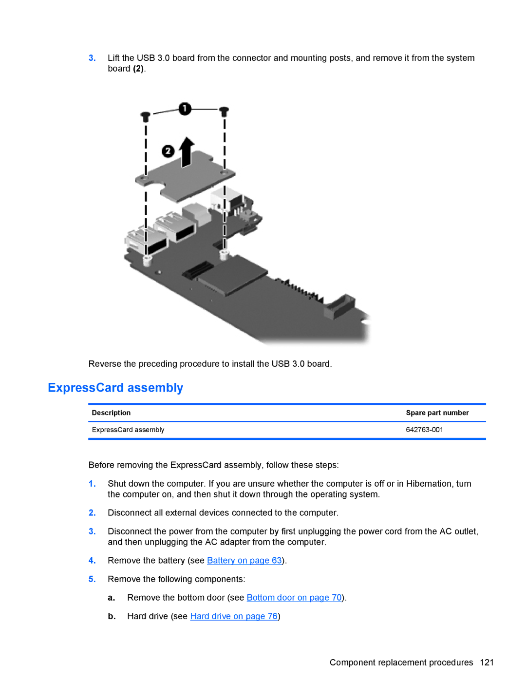 HP 8460p LJ541UT 14.0 LJ541UT#ABA, PB 6460B LQ177AW#ABA, QS020US, QX760US, LJ540UT 14 LJ540UT#ABA manual ExpressCard assembly 