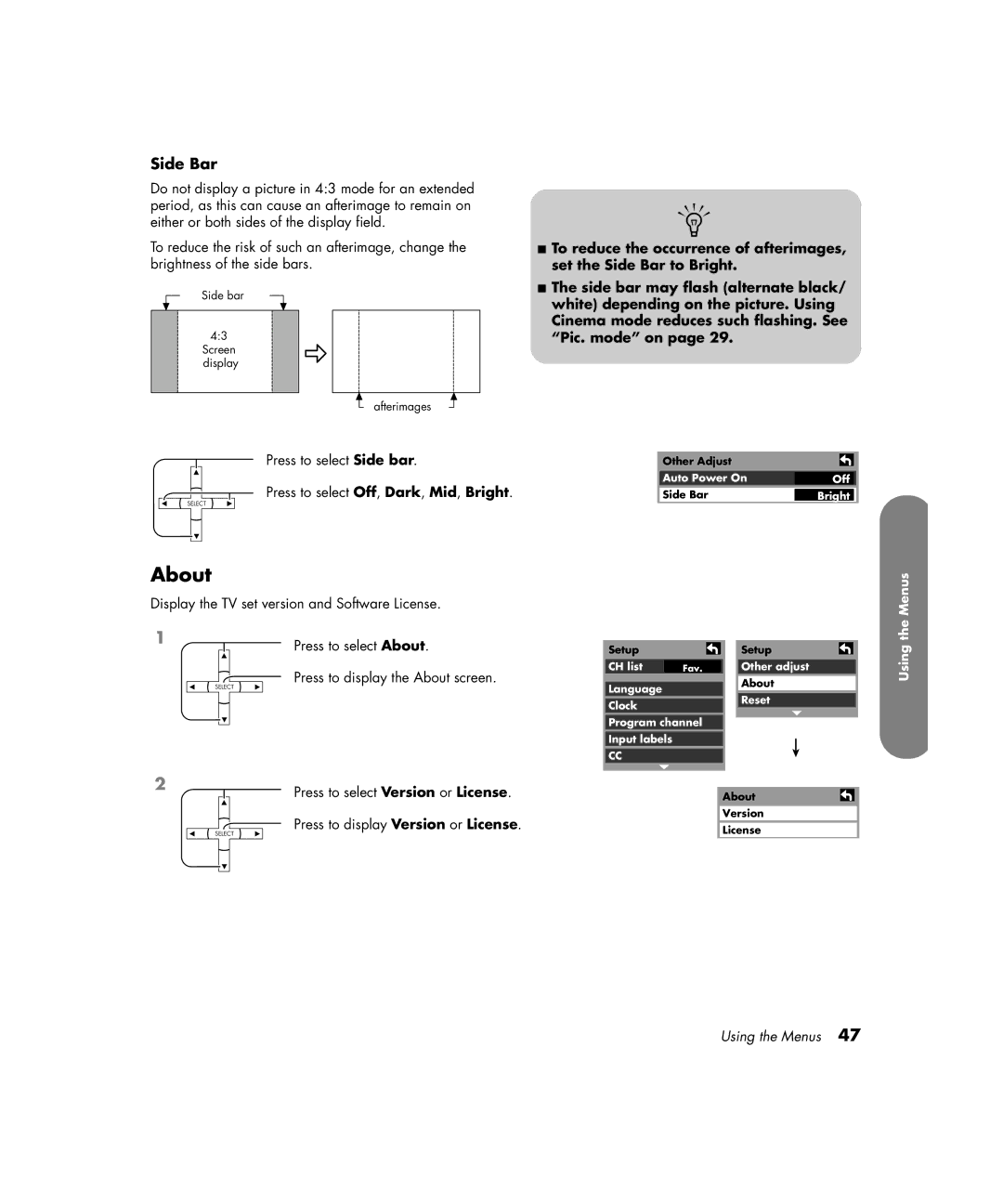 HP PE4200N 42 inch manual About, Side Bar 