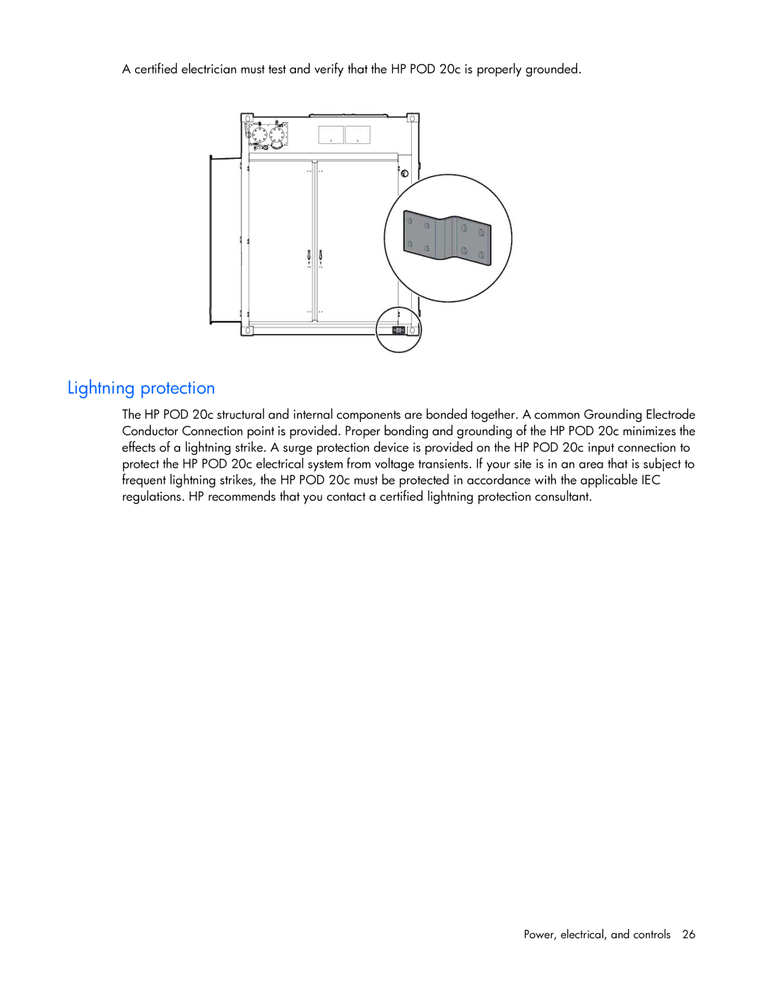 HP Performance Optimized Data Center (POD) 20cp manual Lightning protection 