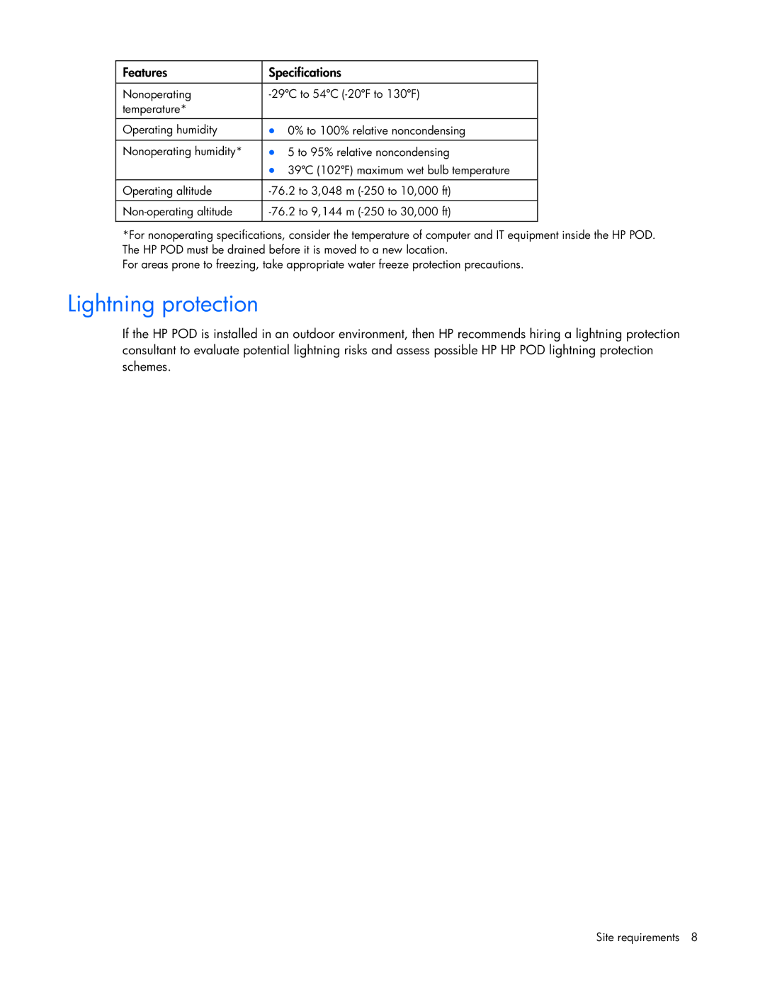 HP Performance Optimized Data Center (POD) 20cp manual Lightning protection 