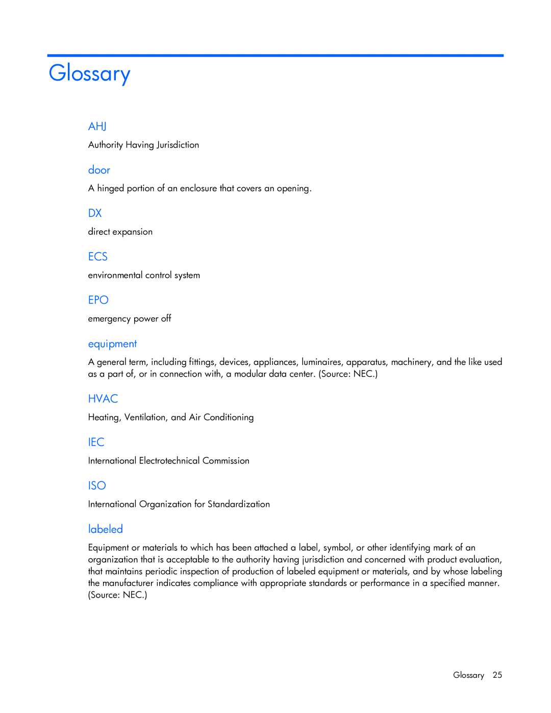 HP Performance Optimized Data Center (POD) 240a manual Glossary, Ahj 