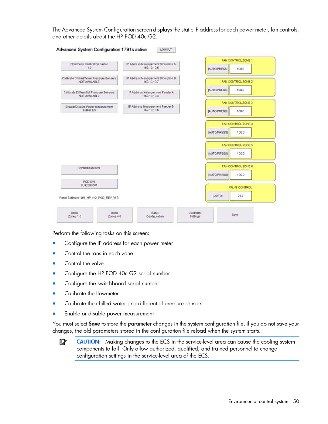 HP Performance Optimized Data Center (POD) 40c manual Environmental control system 