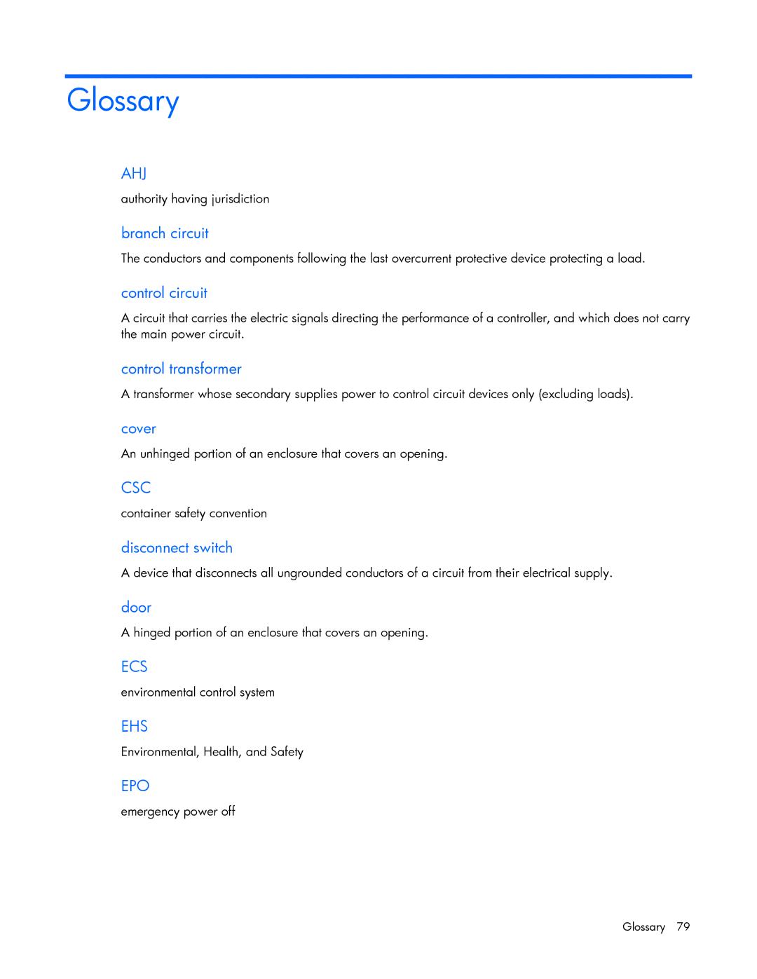 HP Performance Optimized Data Center (POD) 40c manual Glossary 