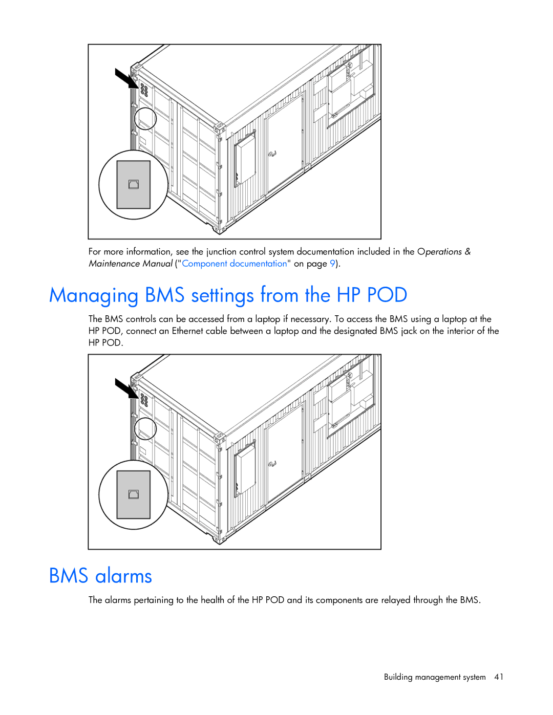 HP Performance Optimized Data Center (POD) 40cp manual Managing BMS settings from the HP POD, BMS alarms 