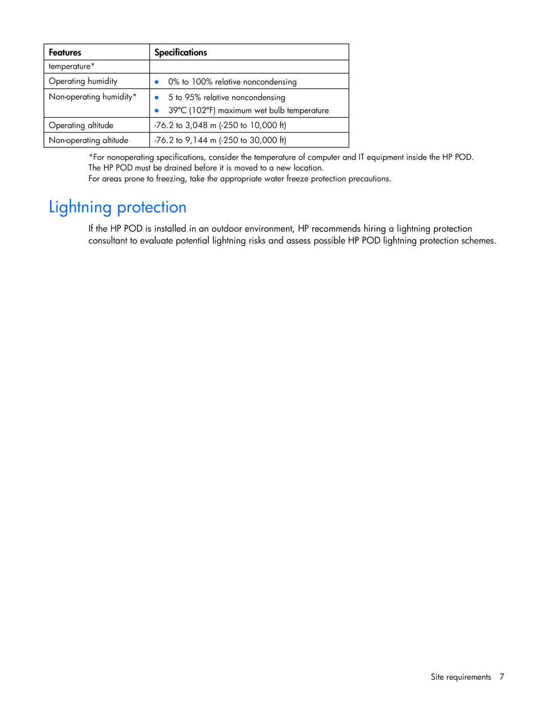 HP Performance Optimized Data Center (POD) 40cp manual Lightning protection 