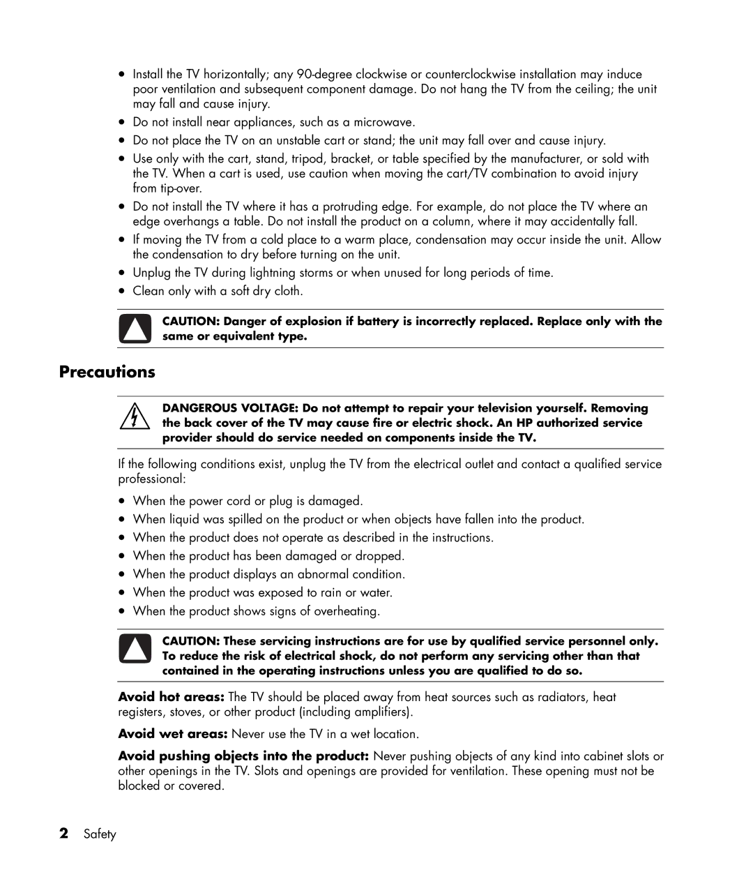 HP PL4245N manual Precautions 