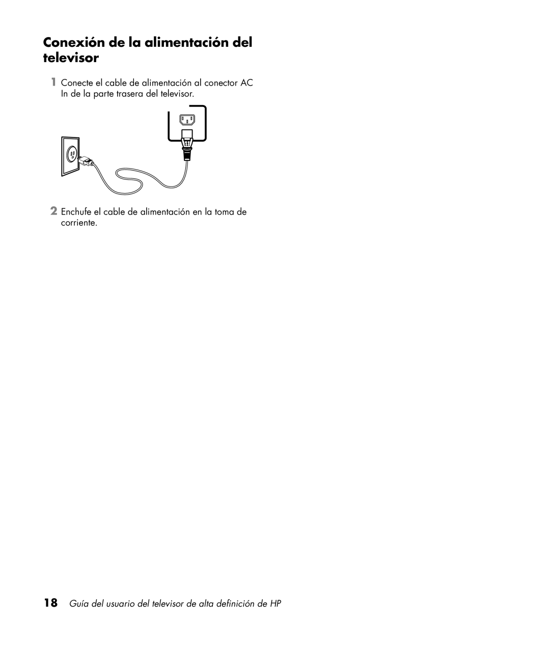 HP PL4272N 42 inch Plasma manual Conexión de la alimentación del televisor 