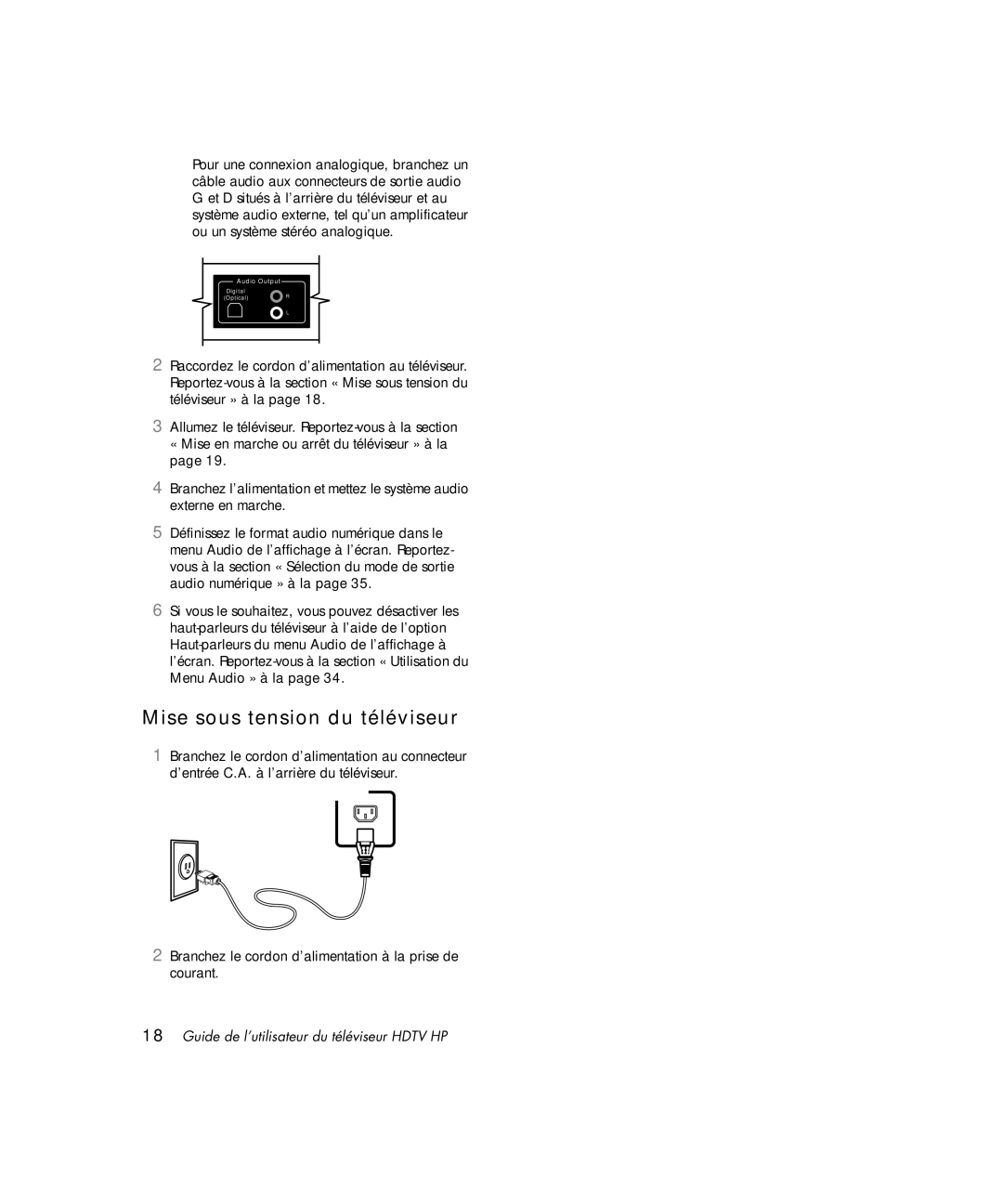 HP PL4272N 42 inch Plasma manual Mise sous tension du téléviseur 