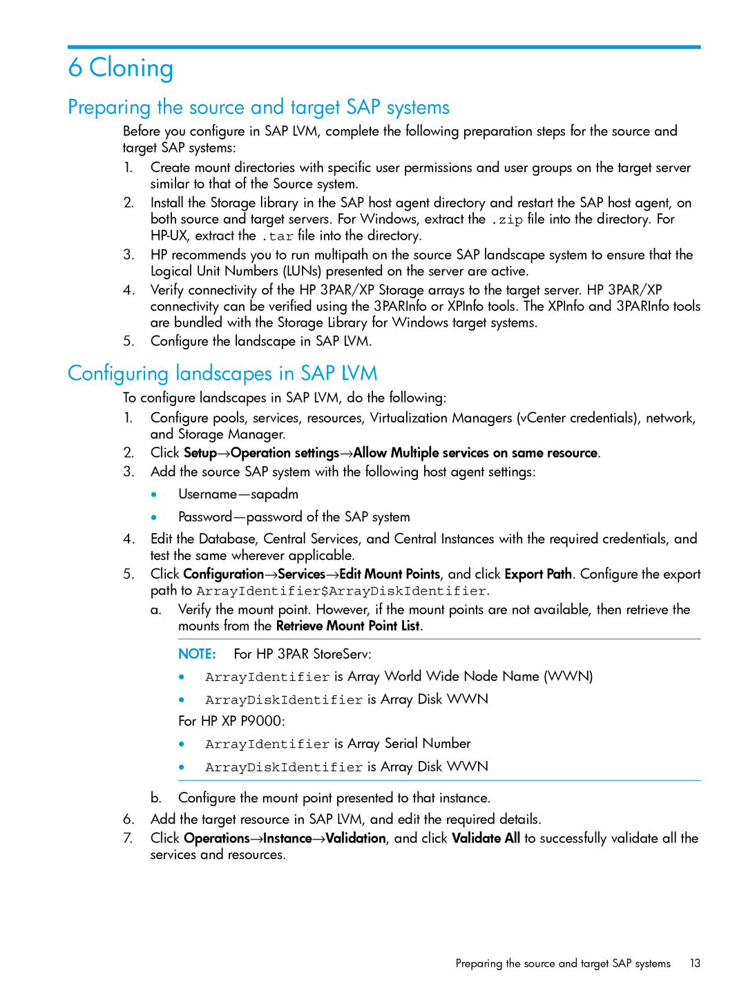 HP Plug-in for SAP NetWeaver Landscape Virtualization Management for Storage Cloning, Configuring landscapes in SAP LVM 