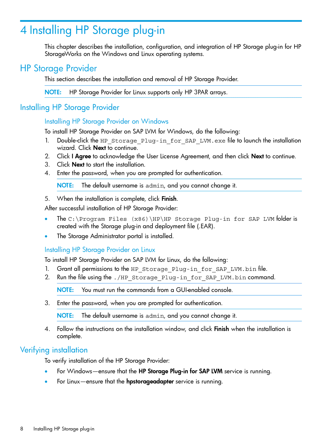 HP Plug-in for SAP NetWeaver Landscape Virtualization Management for Storage manual Installing HP Storage plug-in 