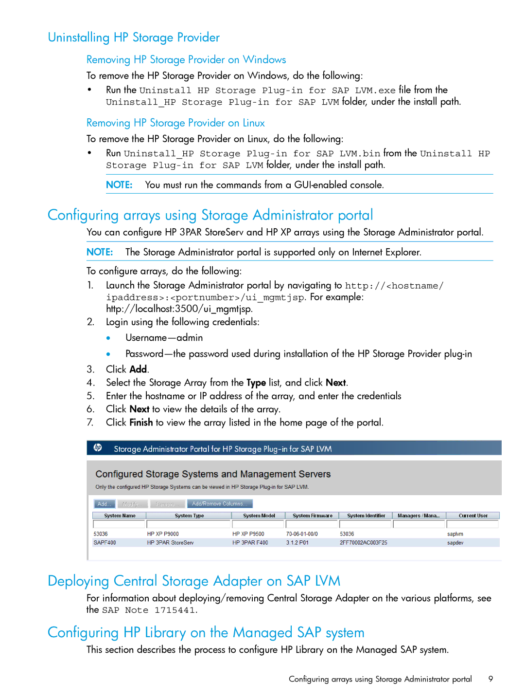 HP Plug-in for SAP NetWeaver Landscape Virtualization Management for Storage Deploying Central Storage Adapter on SAP LVM 