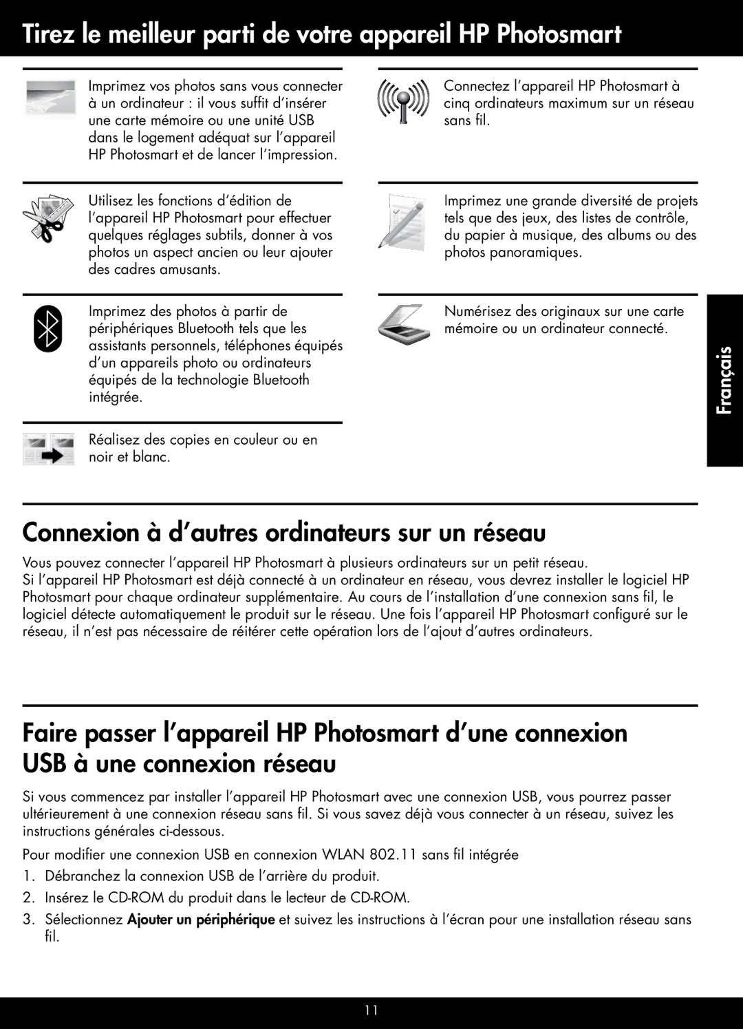 HP Plus - B209a Tirez le meilleur parti de votre appareil HP Photosmart, Connexion à d’autres ordinateurs sur un réseau 