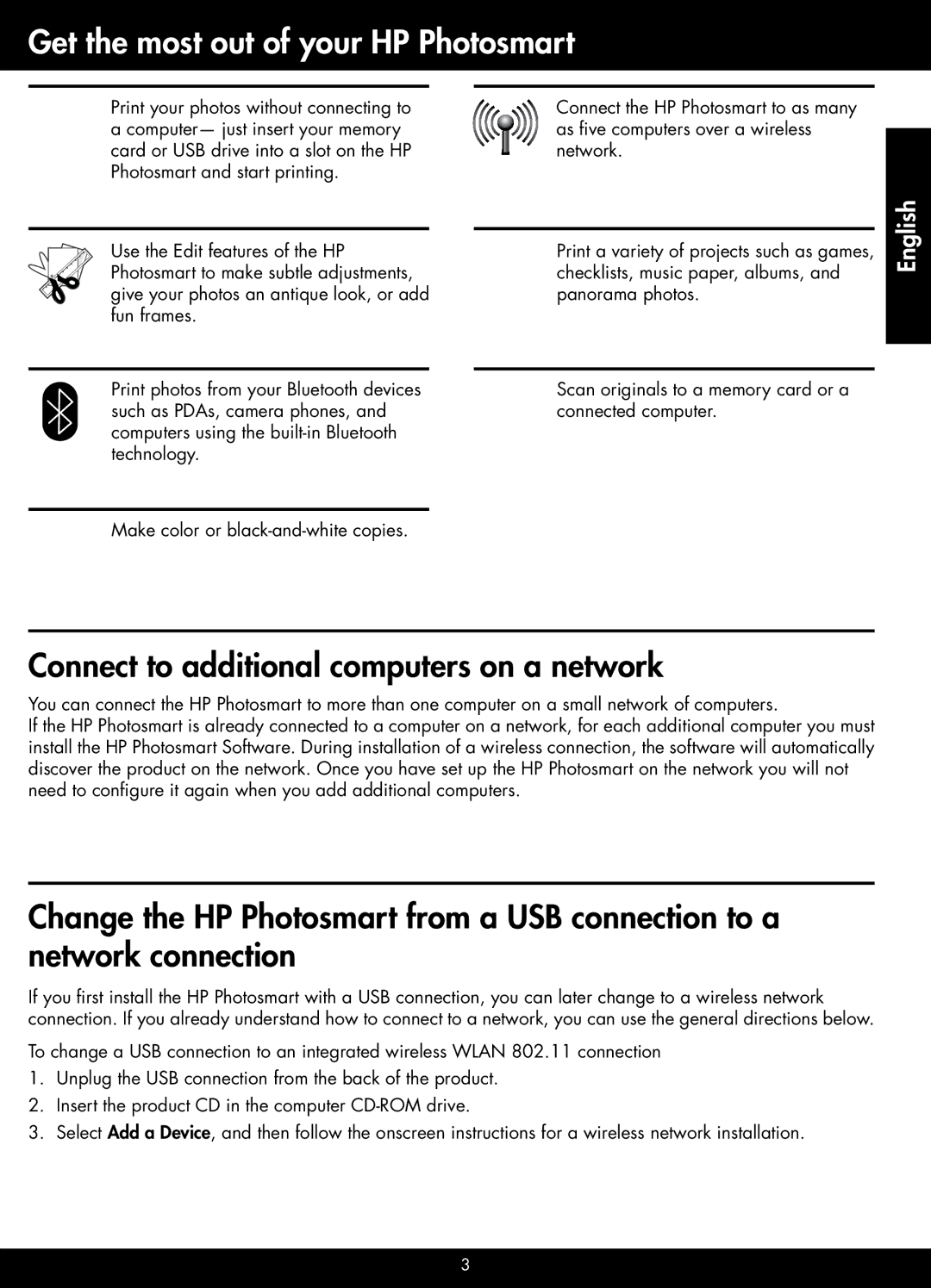 HP Plus - B209a manual Get the most out of your HP Photosmart, Connect to additional computers on a network 