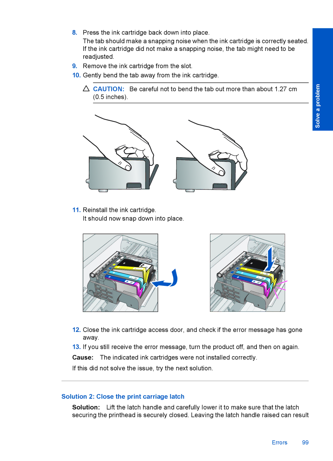 HP Plus B209 Multifunction Photo CD035A#ABA manual Solution 2 Close the print carriage latch 