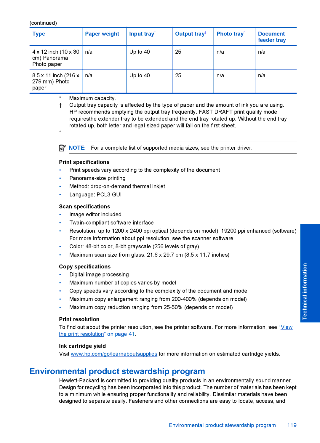 HP Plus B209 Multifunction Photo CD035A#ABA manual Environmental product stewardship program 