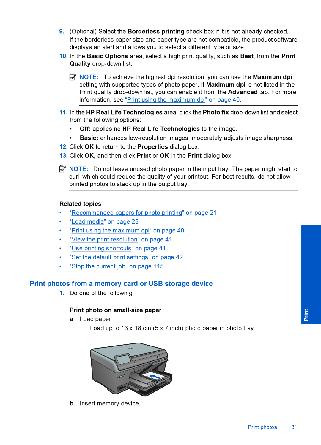 HP Plus B209 Multifunction Photo CD035A#ABA manual Print photos from a memory card or USB storage device 