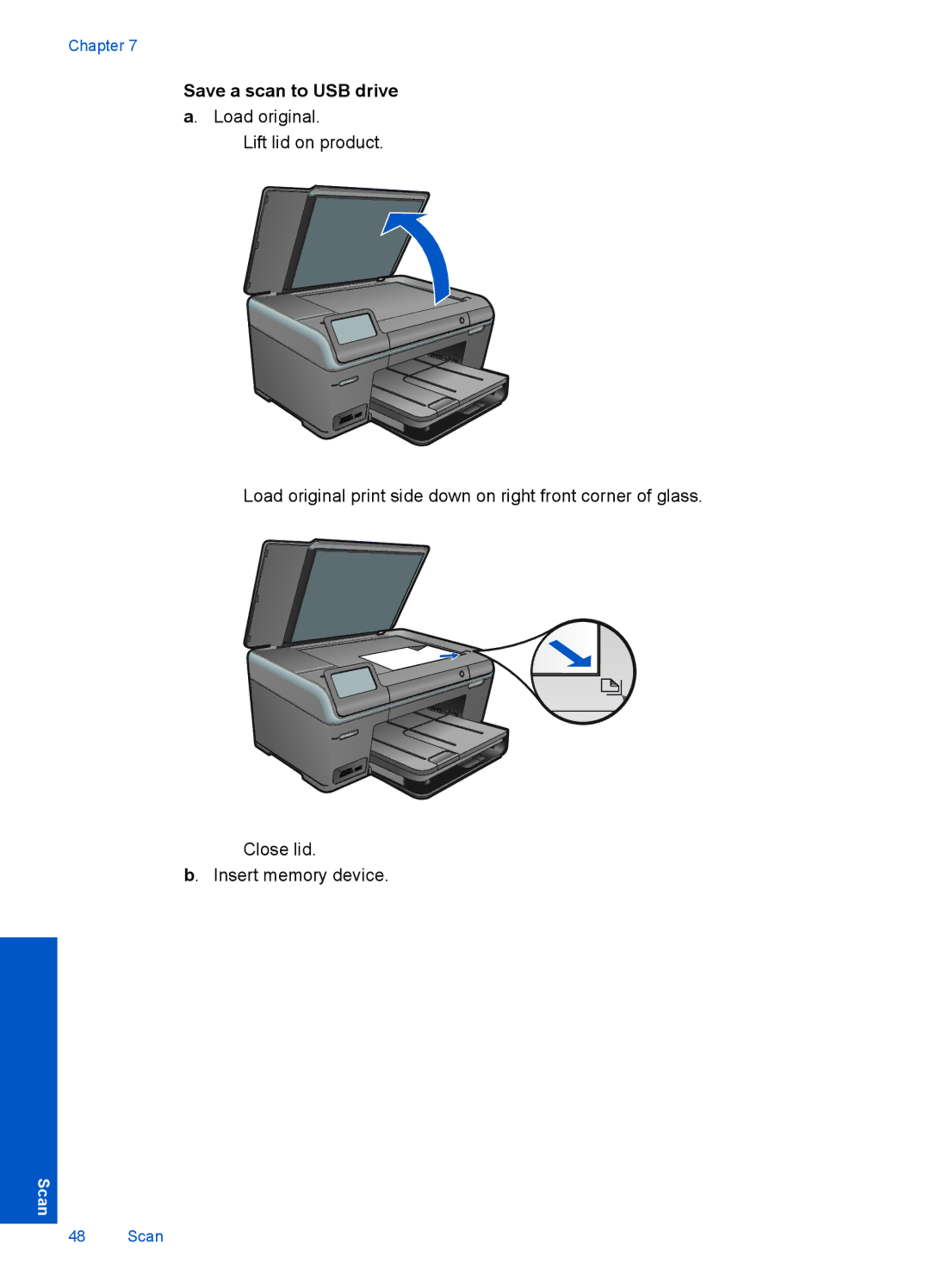 HP Plus B209 Multifunction Photo CD035A#ABA manual Save a scan to USB drive 