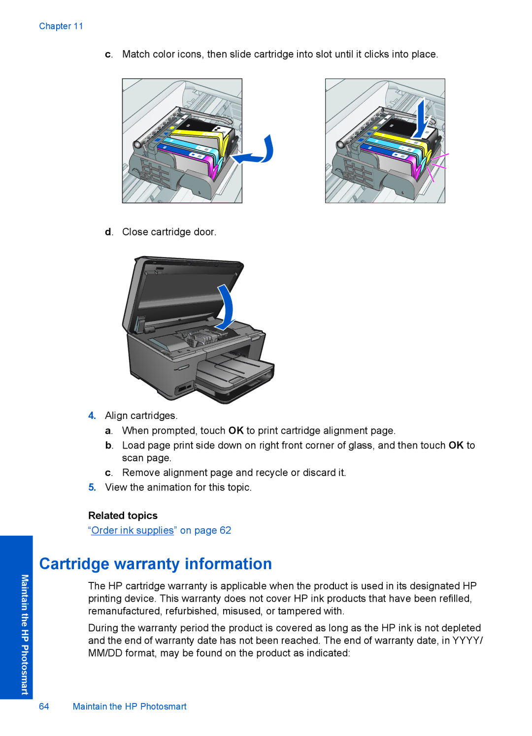 HP Plus B209 Multifunction Photo CD035A#ABA manual Cartridge warranty information 