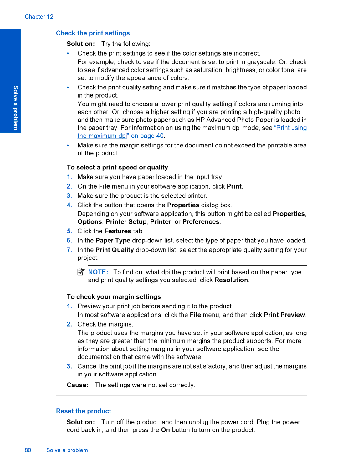 HP Plus B209 Multifunction Photo CD035A#ABA manual Check the print settings, To select a print speed or quality 