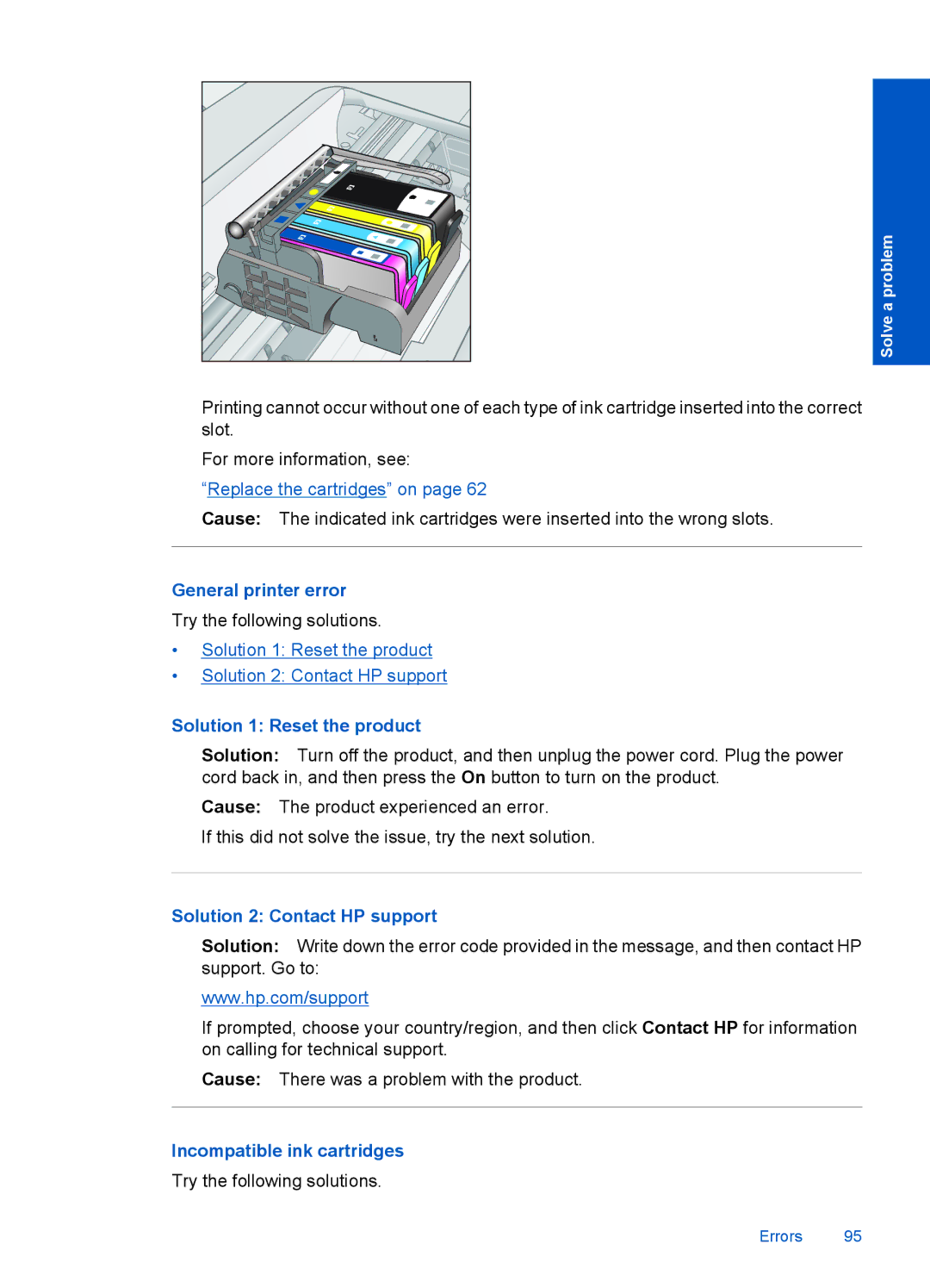 HP Plus B209 Multifunction Photo CD035A#ABA manual General printer error, Solution 1 Reset the product 