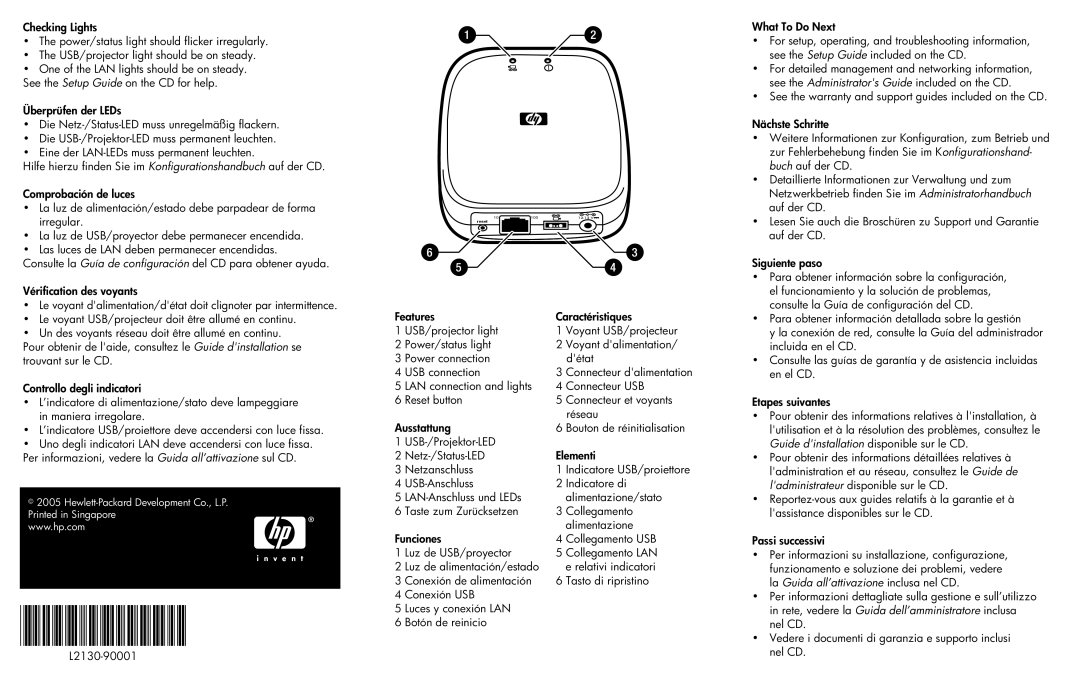 HP PN1050 manual Reset 