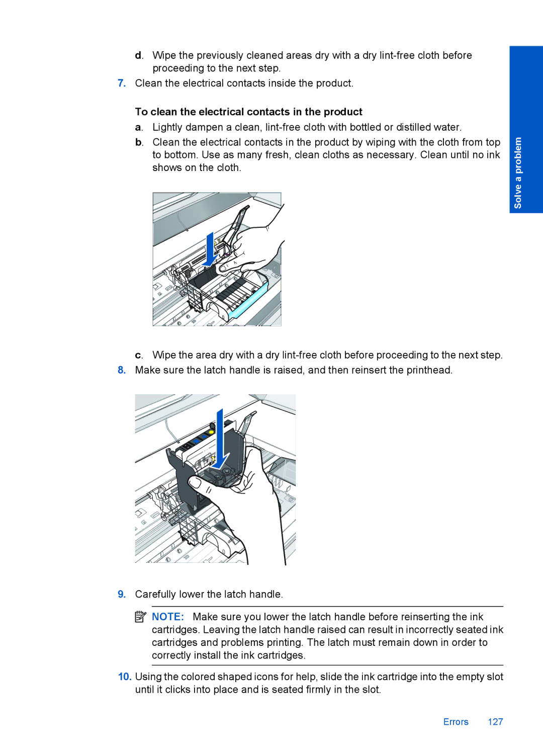 HP Premium - C309g manual To clean the electrical contacts in the product 