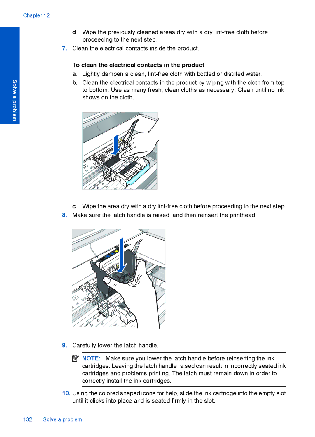 HP Premium - C309g manual To clean the electrical contacts in the product 