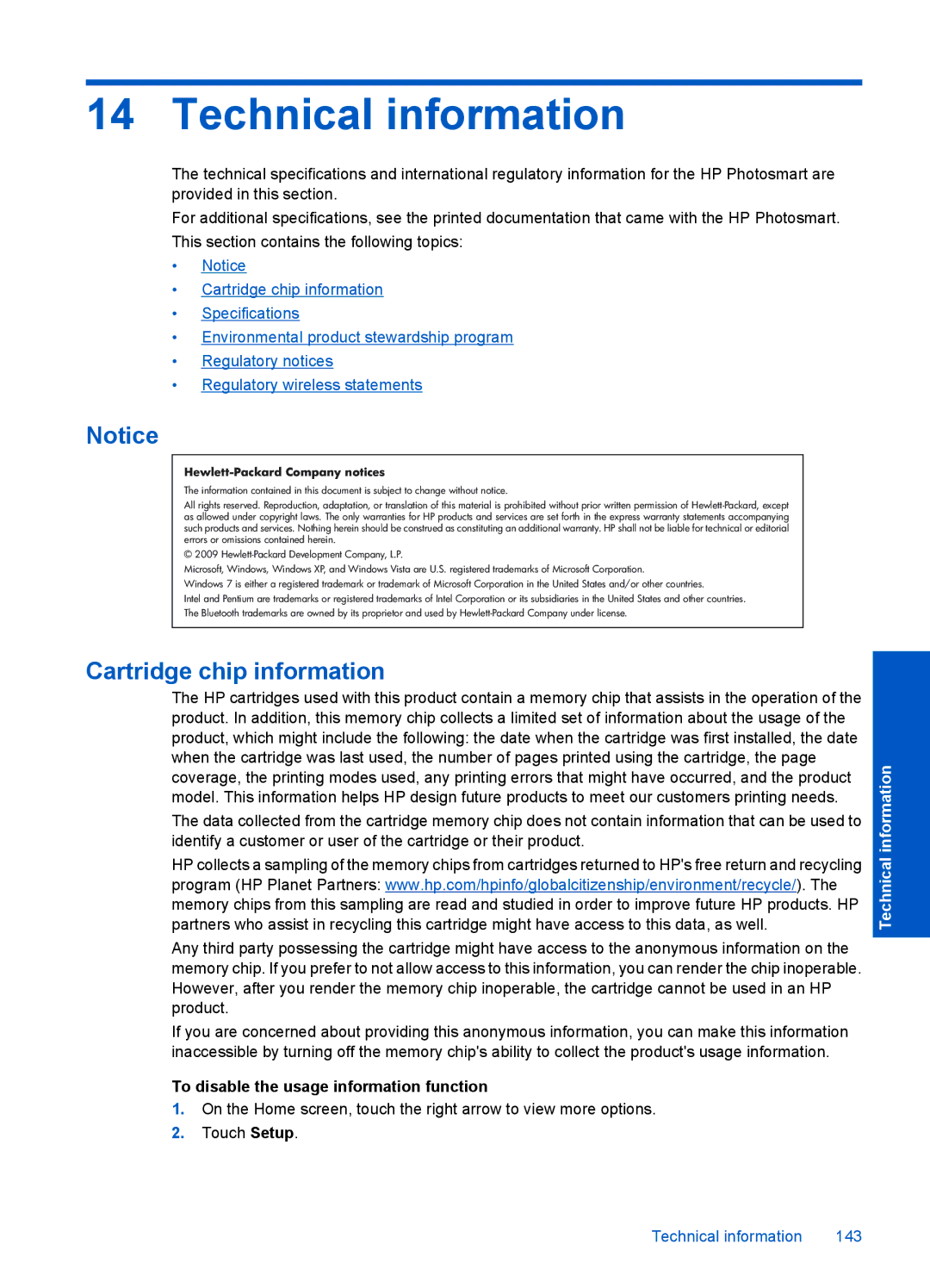 HP Premium - C309g manual Technical information, Hewlett-Packard Company notices 