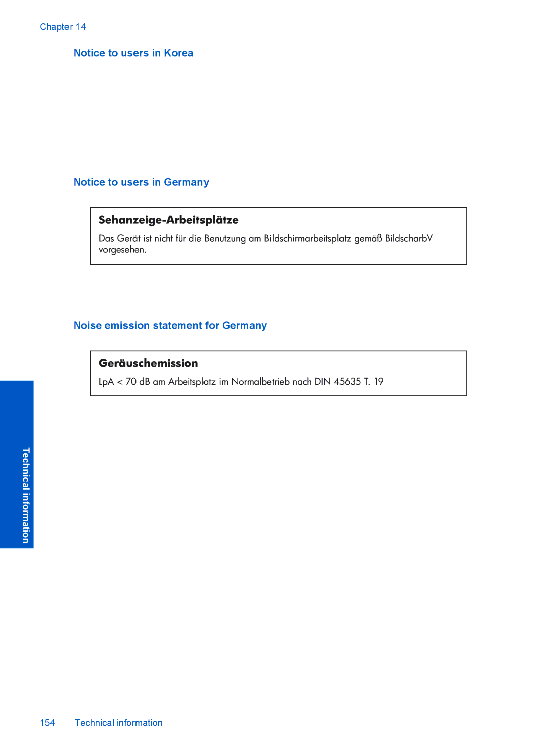 HP Premium - C309g manual Sehanzeige-Arbeitsplätze, Noise emission statement for Germany 