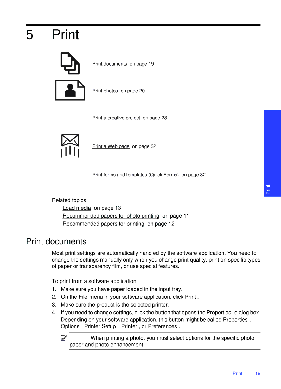 HP Premium - C309g manual Print documents, To print from a software application 