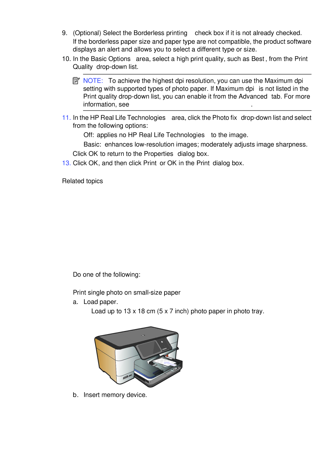 HP Premium - C309g manual Print photos from a memory card or USB storage device 