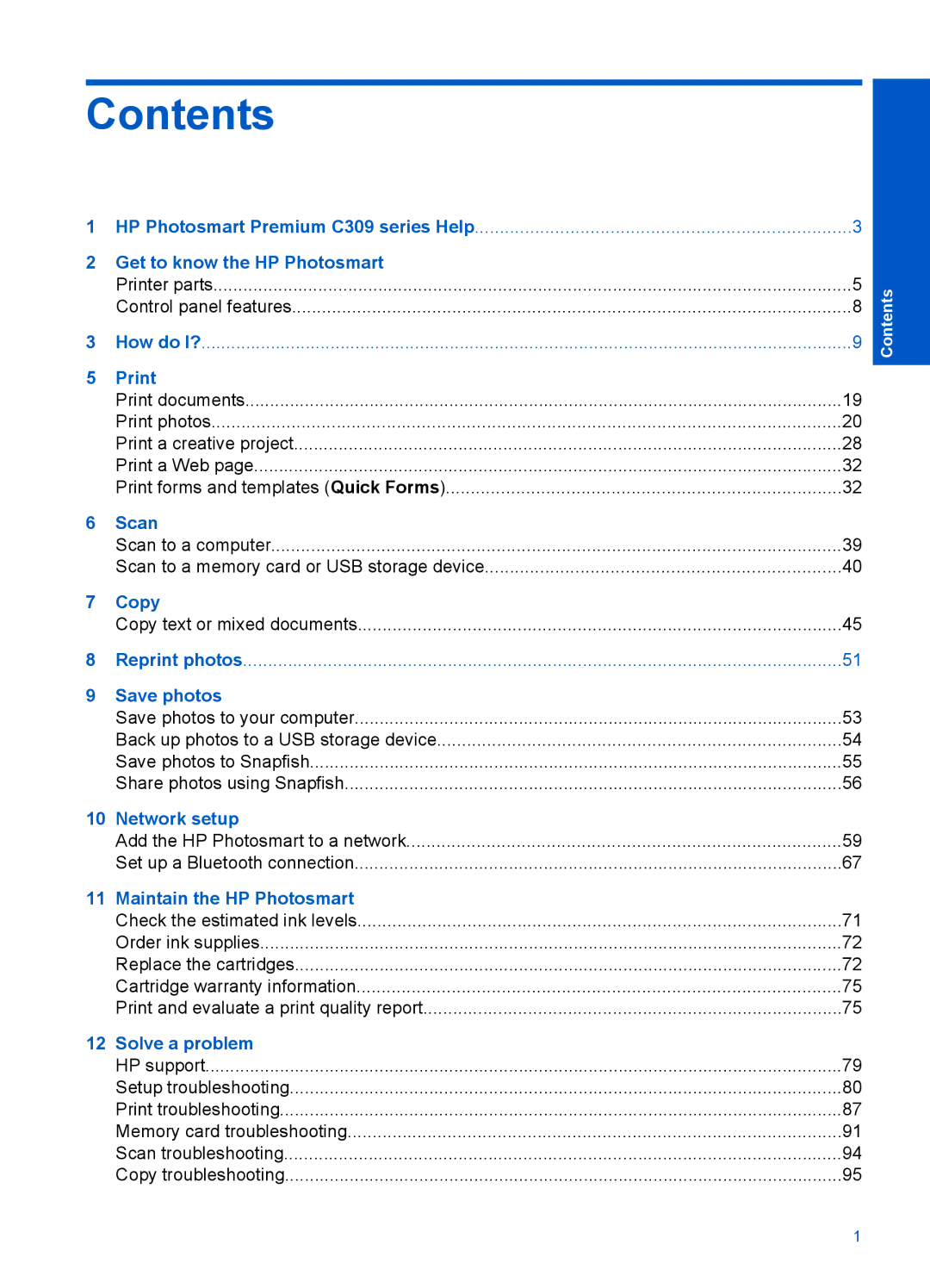 HP Premium - C309g manual Contents 