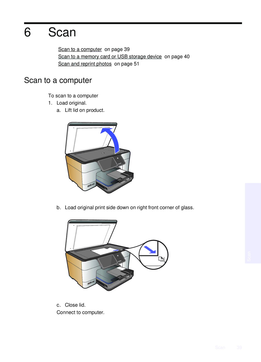 HP Premium - C309g manual Scan to a computer, To scan to a computer 