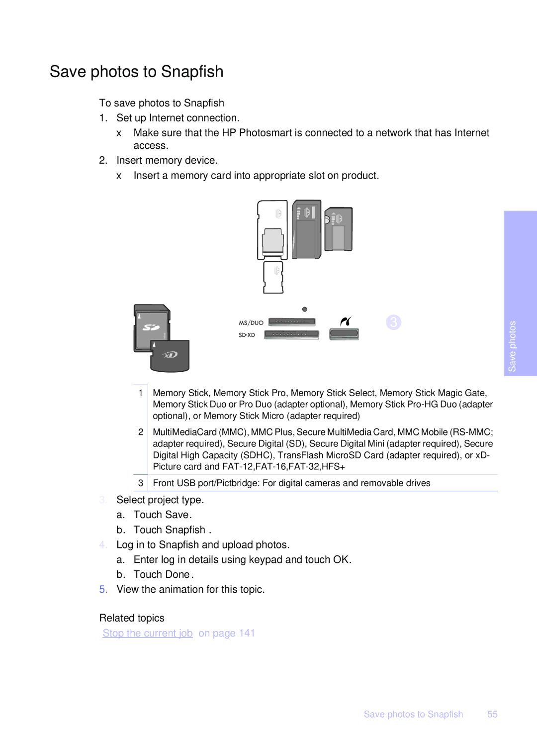 HP Premium - C309g manual Save photos to Snapfish, To save photos to Snapfish 