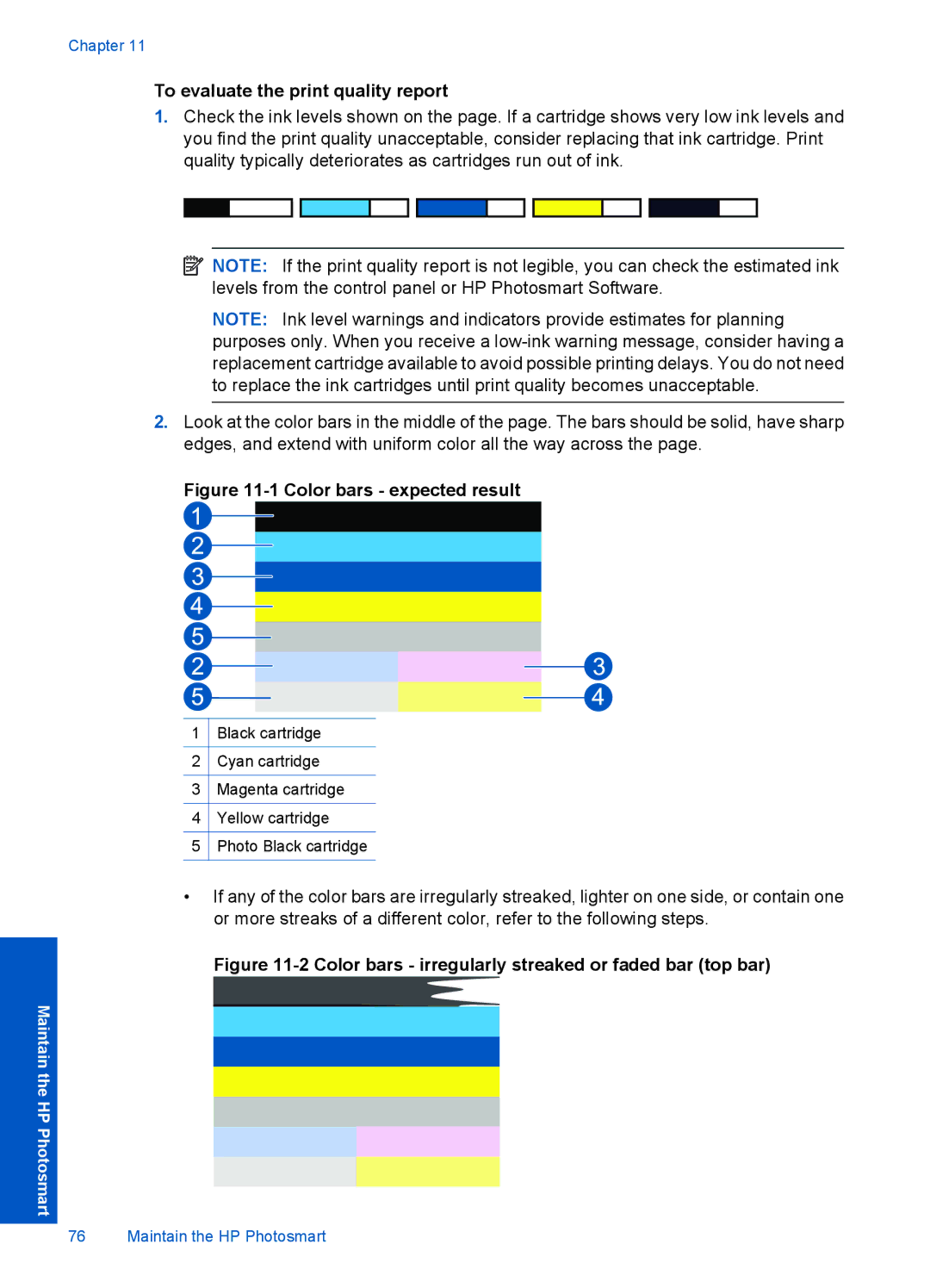 HP Premium - C309g manual To evaluate the print quality report, Color bars expected result 