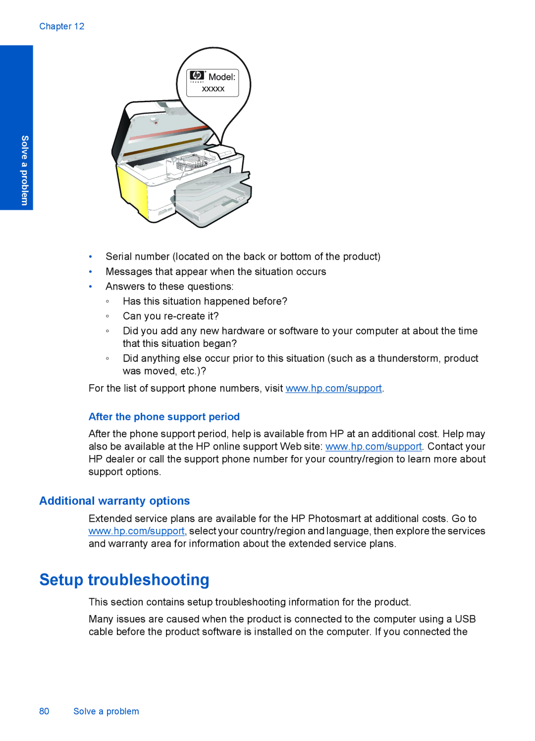 HP Premium - C309g manual Setup troubleshooting, Additional warranty options, After the phone support period 