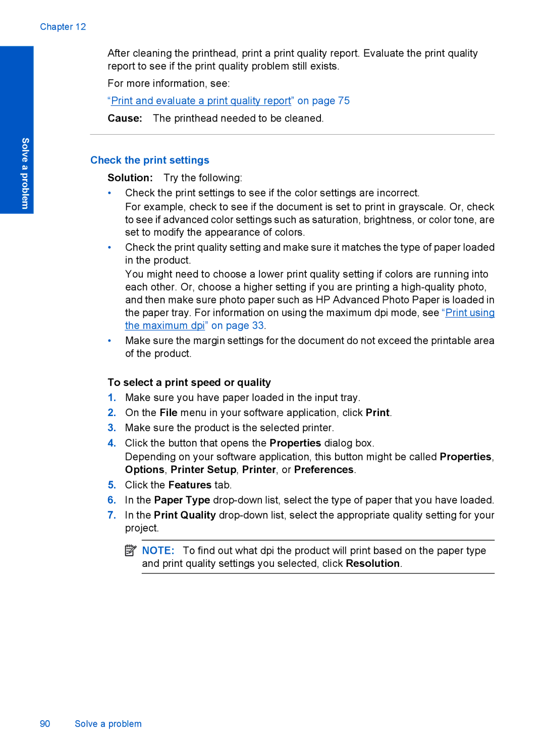 HP Premium - C309g manual Check the print settings, To select a print speed or quality 