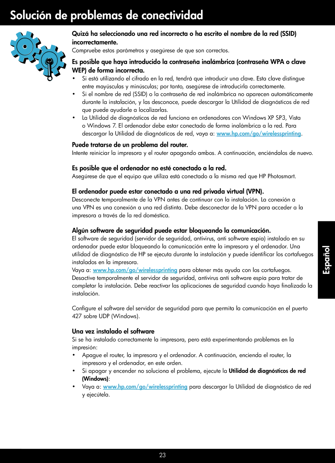 HP Premium - C310a manual Solución de problemas de conectividad, Puede tratarse de un problema del router 