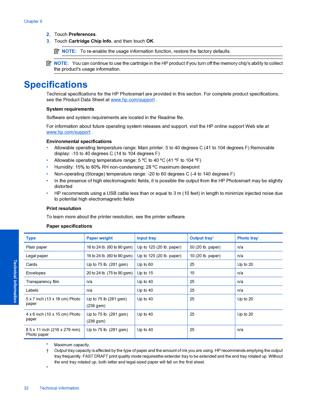 HP Premium - C310a manual Specifications 