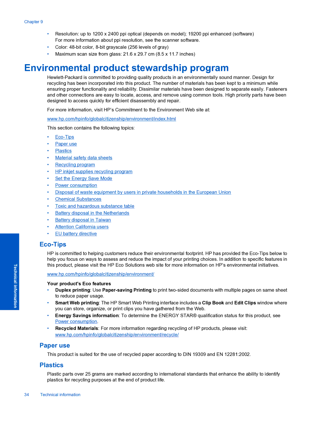 HP Premium - C310a manual Environmental product stewardship program, Your products Eco features 