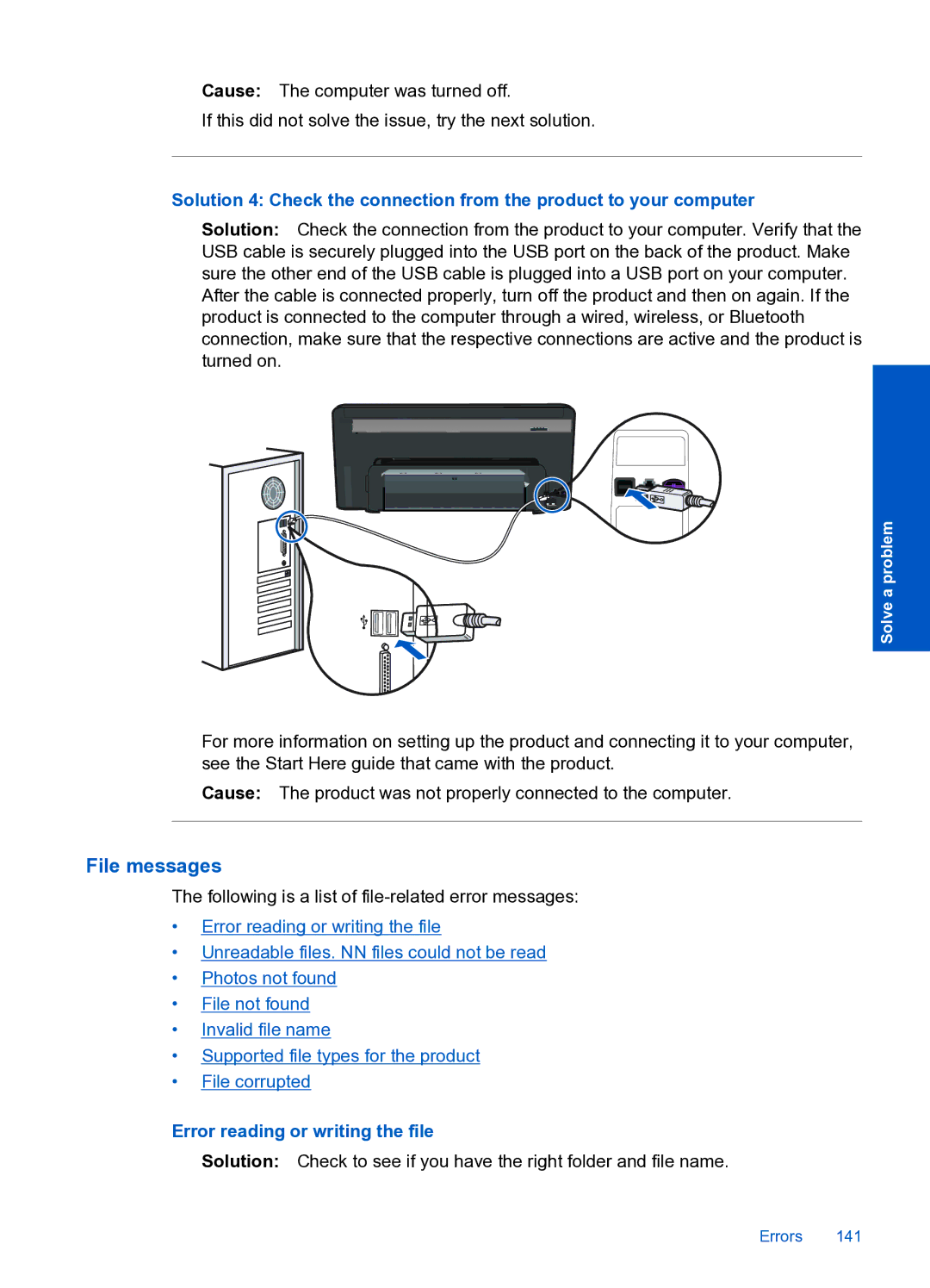 HP Premium Web - C309n manual File messages, Error reading or writing the file 