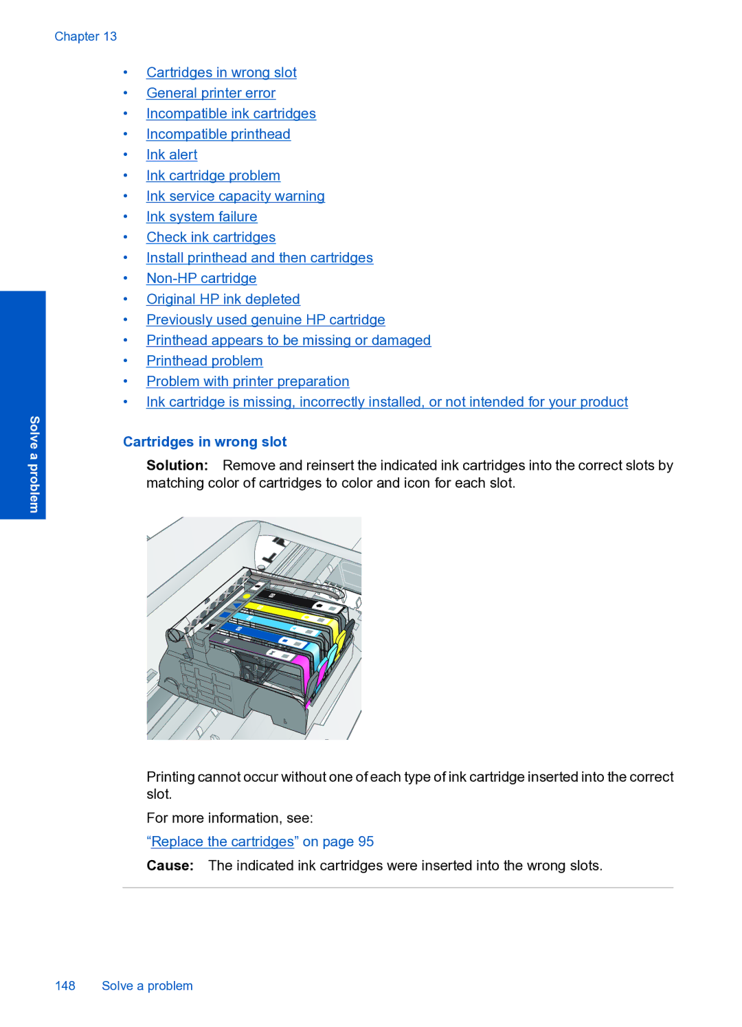 HP Premium Web - C309n manual Cartridges in wrong slot 