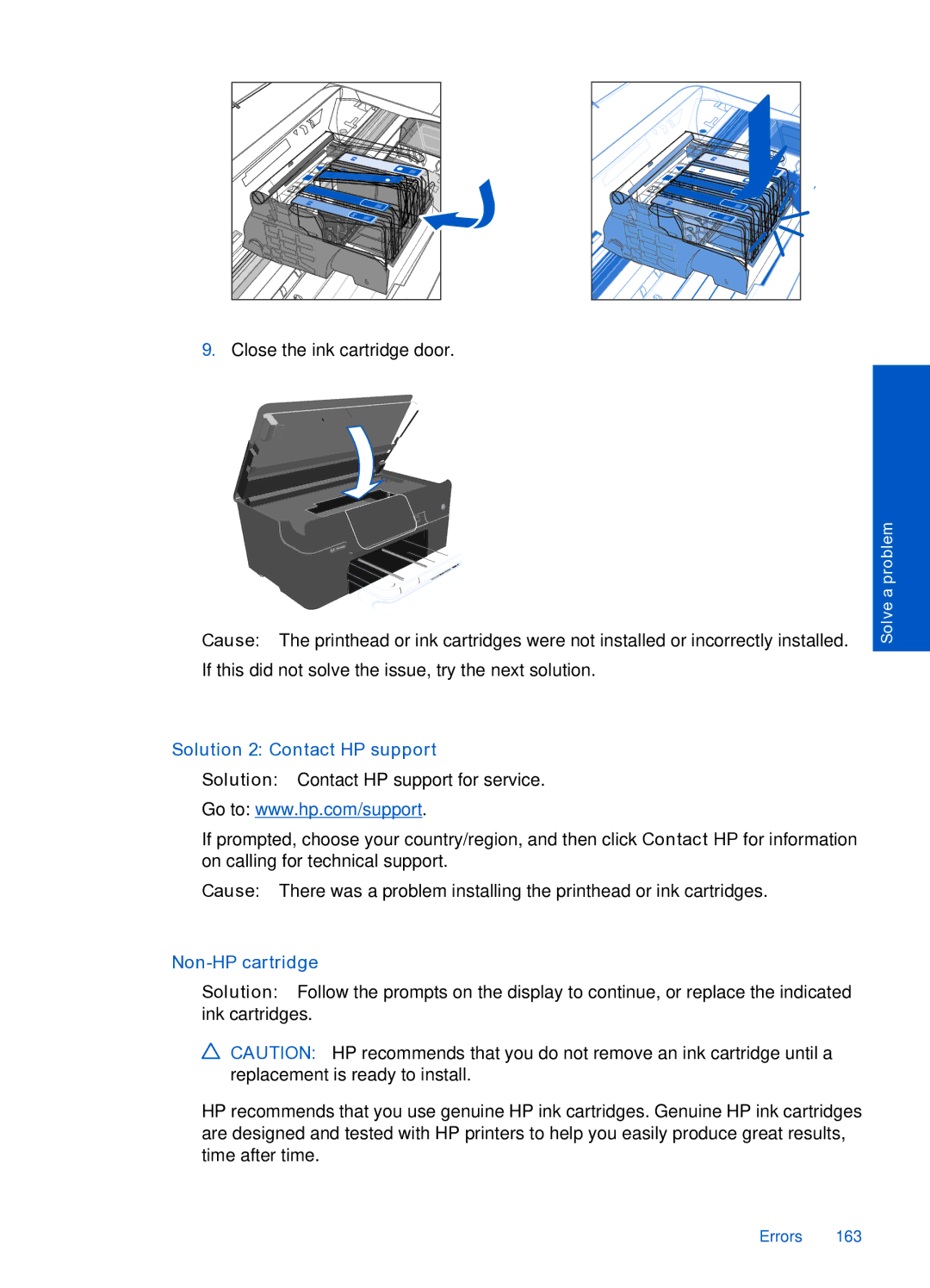 HP Premium Web - C309n manual Solution 2 Contact HP support, Non-HP cartridge 