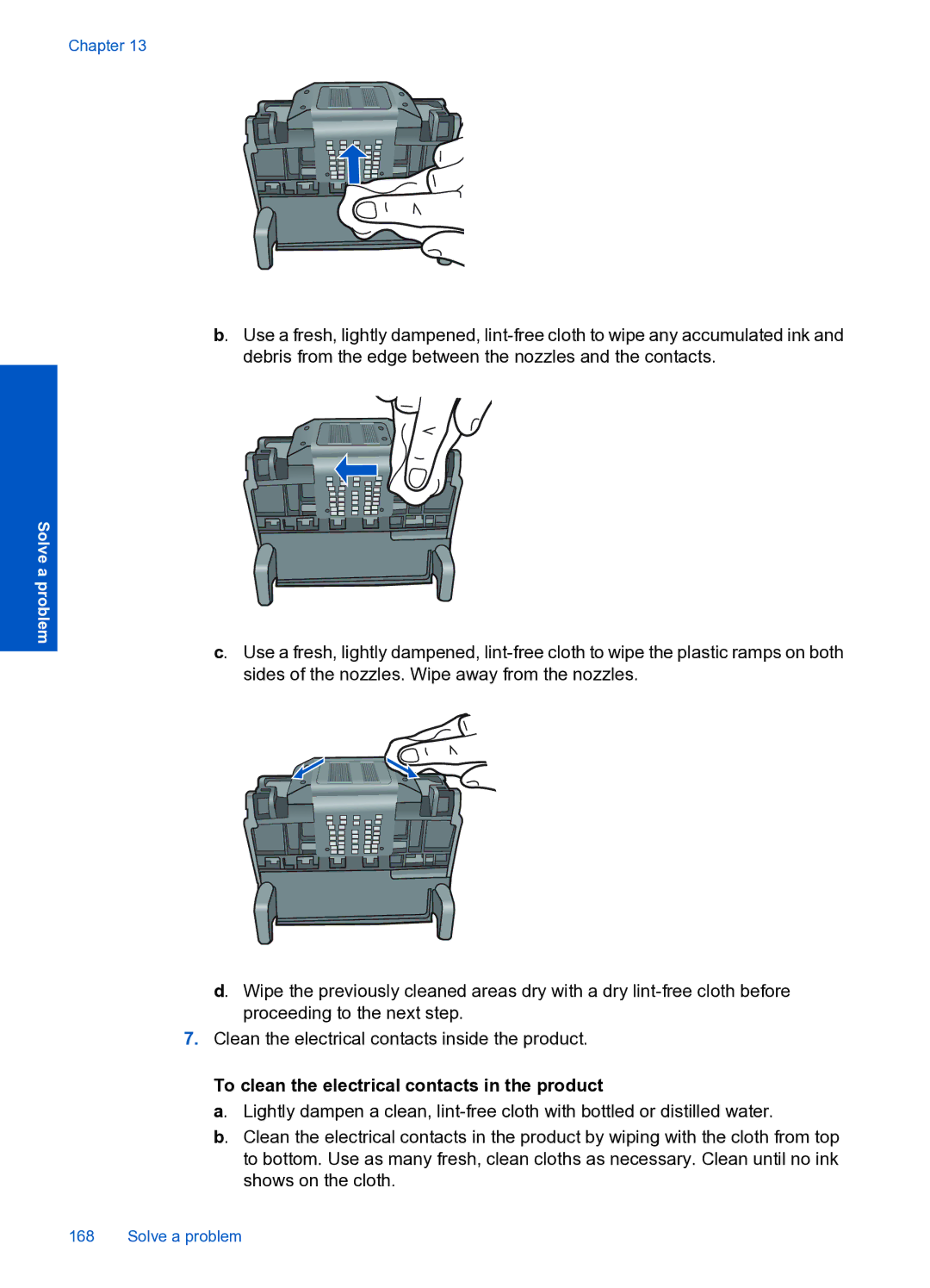 HP Premium Web - C309n manual To clean the electrical contacts in the product 