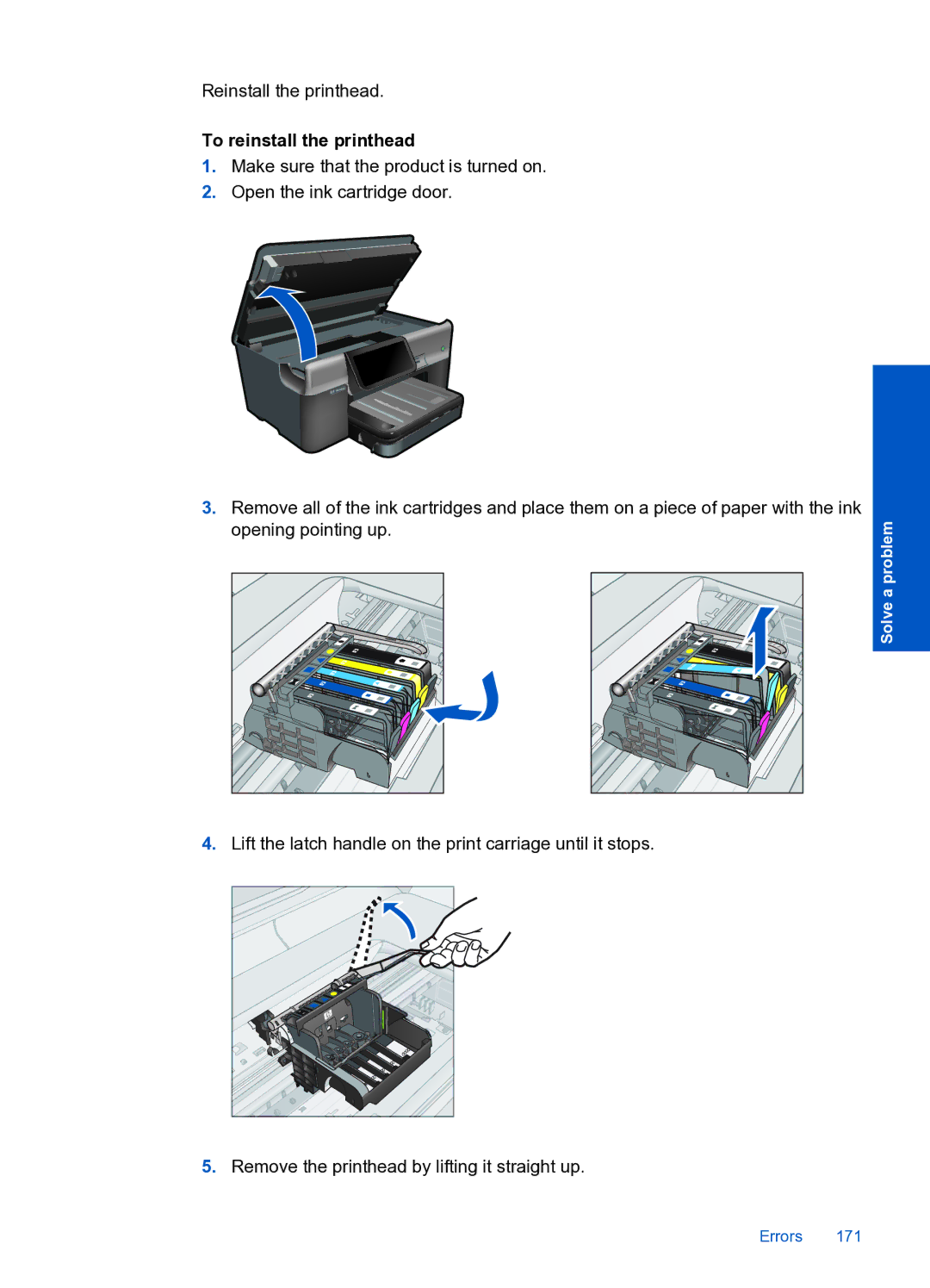 HP Premium Web - C309n manual Reinstall the printhead 