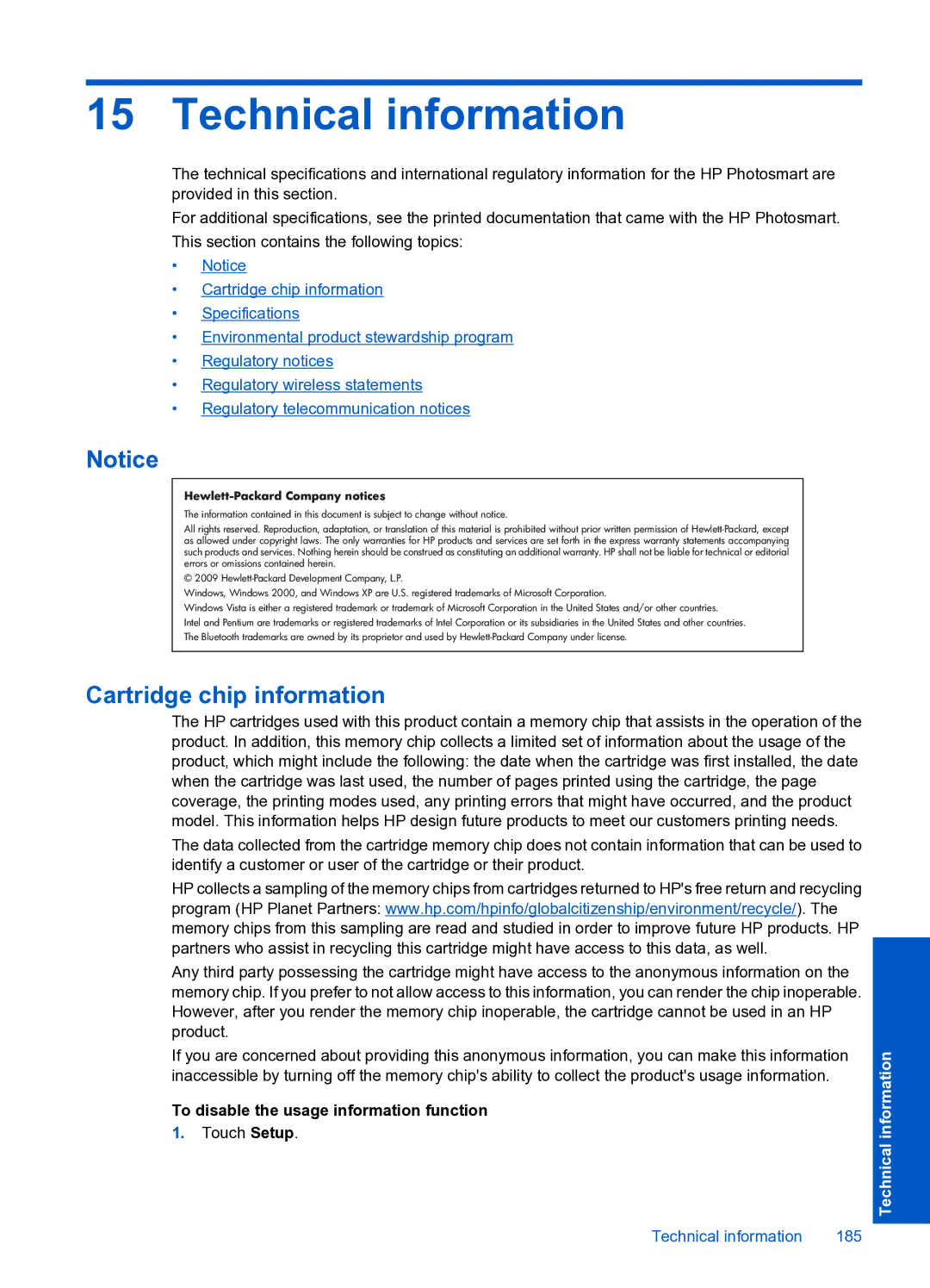 HP Premium Web - C309n manual Technical information, Hewlett-Packard Company notices 