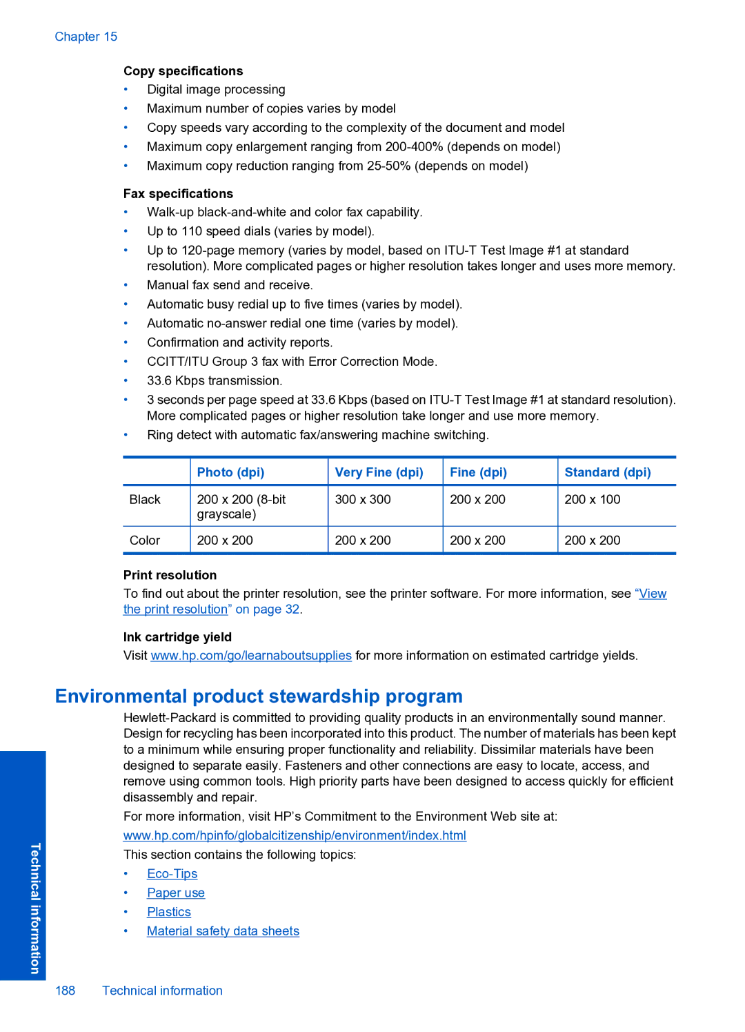 HP Premium Web - C309n manual Environmental product stewardship program 